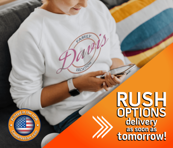 Custom long sleeve rush delivery choices for next day arrival
