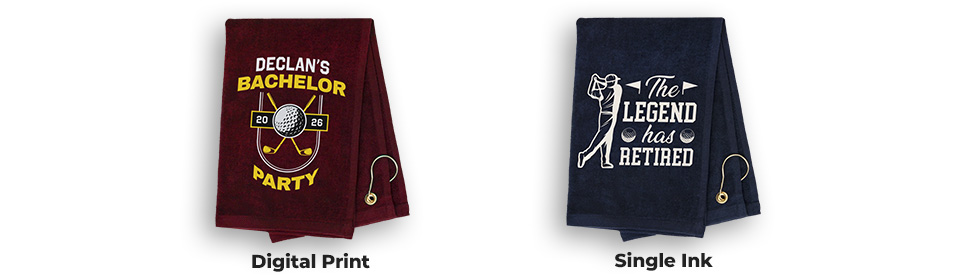 Custom Golf Towels with Digital Print and Single Ink – Print Example