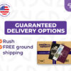 CoolieNation box of custom golf towels with guaranteed delivery options, including rush shipping and free ground shipping. Printed in the USA.