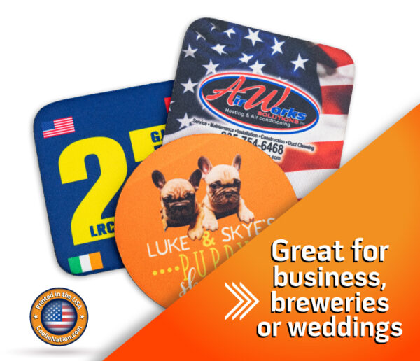Square coasters with g full color custom print