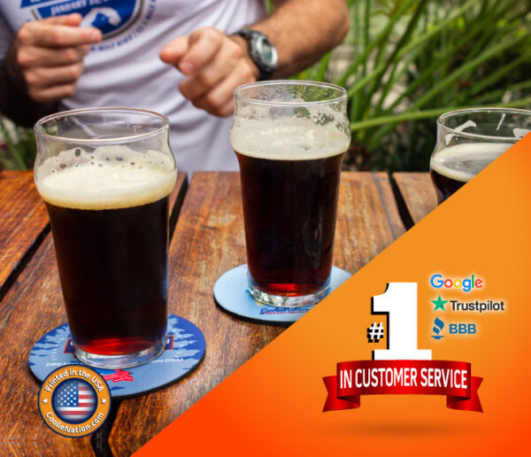Custom coasters with beer glasses