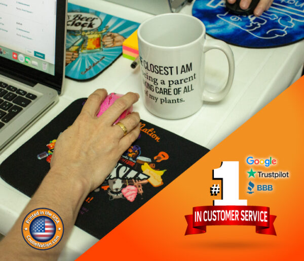 Custom square mousepad and personalized mug set