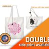 Two custom tote bags, one with a business design and the other with a wedding design