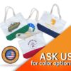 A selection of custom tote bags in various colors