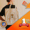 Custom coffee logo tote bag carried by a woman