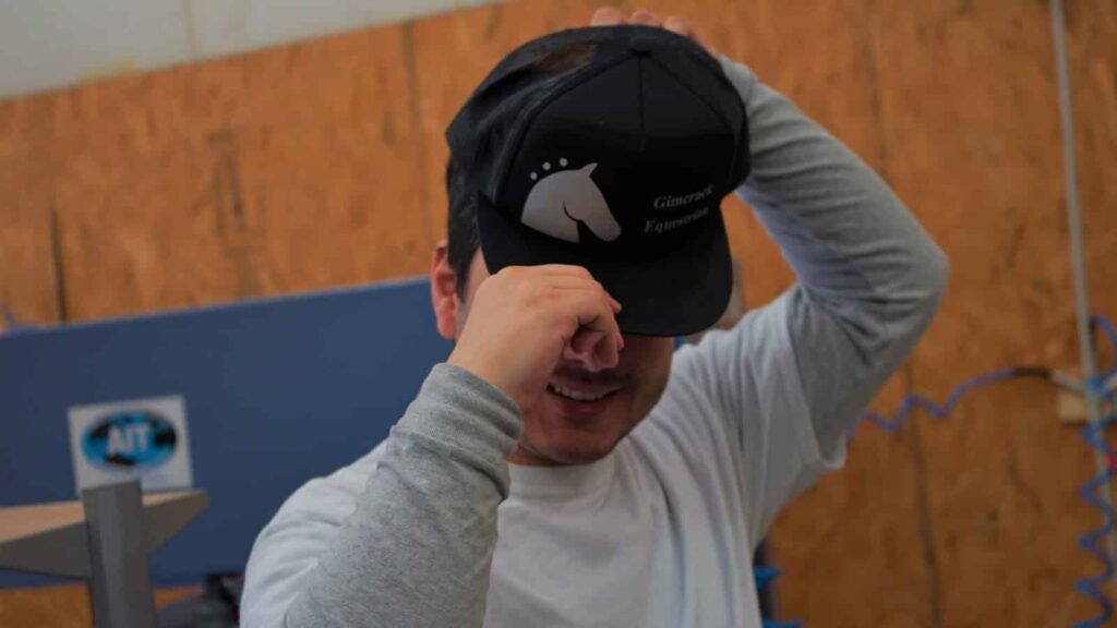 Guy wearing a custom trucker hat