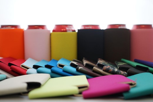 blank koozies in bright colors