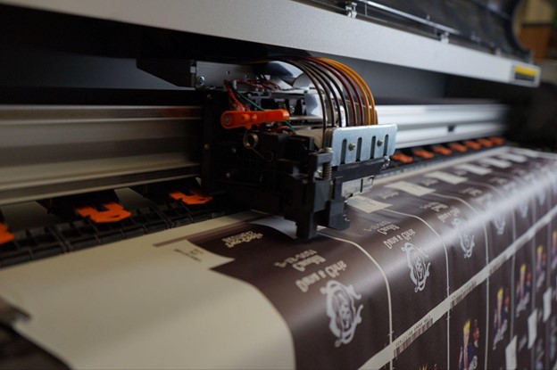 Sublimation printing machine in action