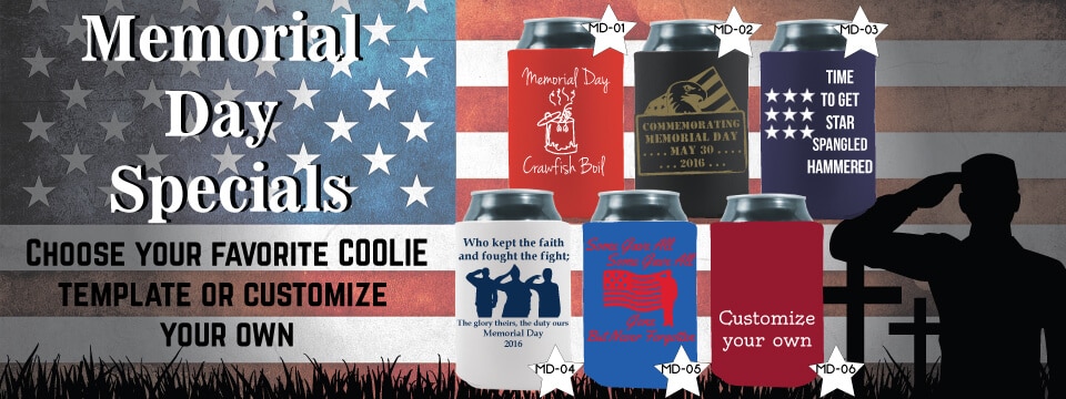 Memorial custom koozies with personalized design