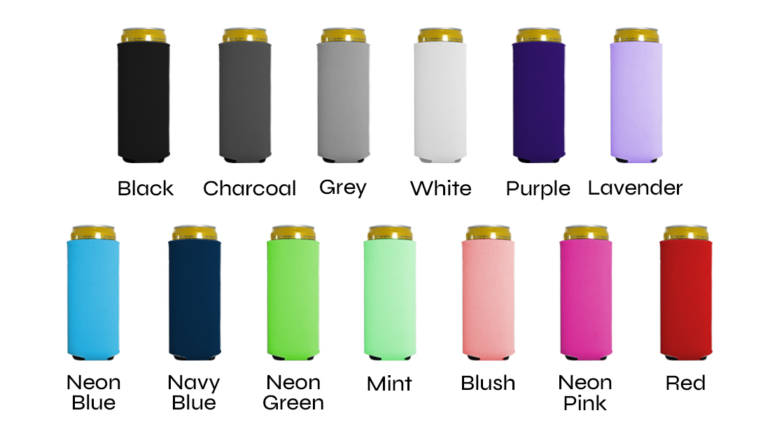 skinny neoprene koozie colors available