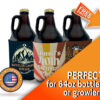 Three custom growler koozies with birthday and bachelor party designs