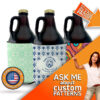 Three custom growler koozies with pattern designs