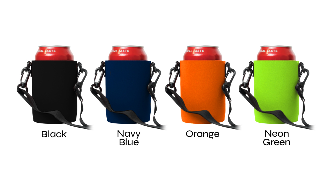 neck strap can koozie colors available