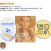 Magnets in various sizes and shapes with text explaining dimensions and sticker options