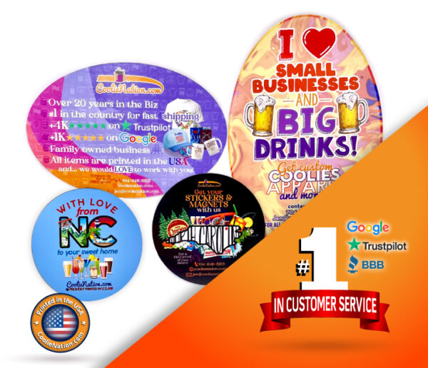Custom magnets in various sizes with personalized designs