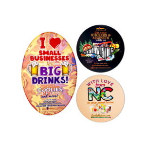 Personalize stickers with your design, logo, or message