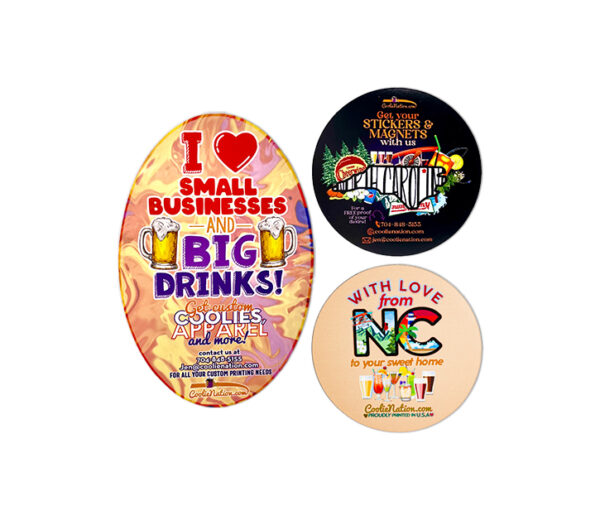 Personalize stickers with your design, logo, or message