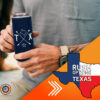 Customized koozie showcasing Texas pride and expedited shipping to Texas