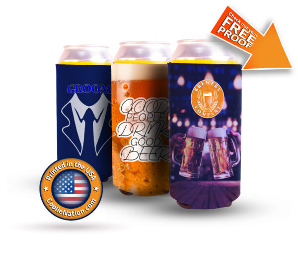 personalized can coolers with full color print for tall beer can koozie