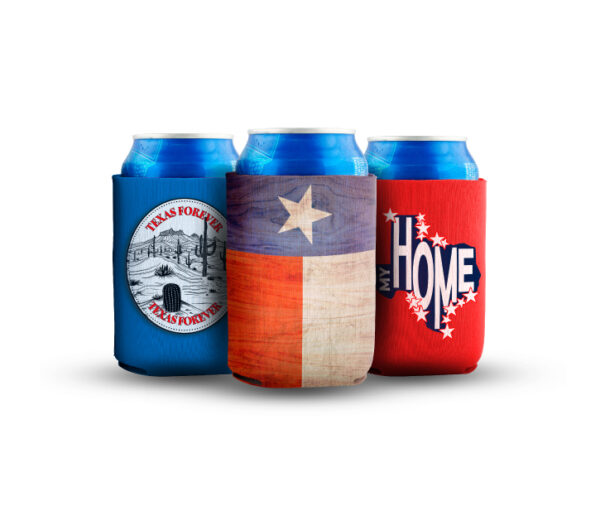Set of three custom Texas koozies