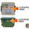 two personalized bison coolers with the text "customize here"