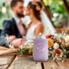 Wedding koozie customized with bride and groom names