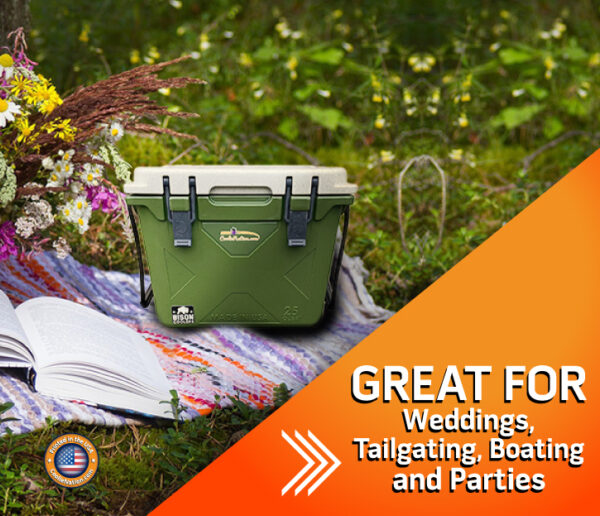 Personalized olive bison cooler for outdoor events