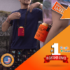 2 guys with neckstrap can koozie with bbq design