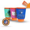 Set of three solo cup koozies with personalized birthday and family reunion themed designs to add a festive and charitable touch to your celebrations!