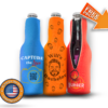 three custom zipper neoprene koozies to promote business and parties