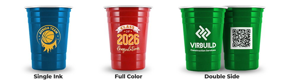 Custom Steel Cups with Full Color and Single Ink – Double-Side Print Example