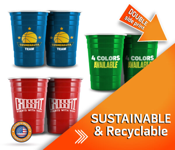 Custom steel cups with individual logo designs