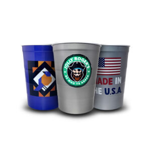 Custom steel cups with logo designs