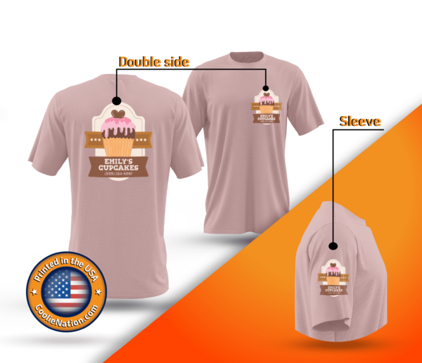 Front and back custom t-shirt with business design printed