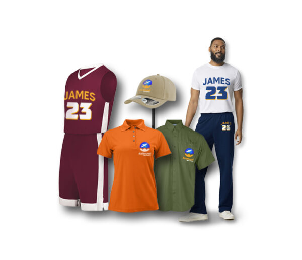 A personalized uniform set with a baseball cap, shirt, and shorts, perfect for a coordinated and stylish look