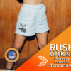 Get personalized women's apparel with rush delivery tomorrow, featuring a woman in tennis shorts.