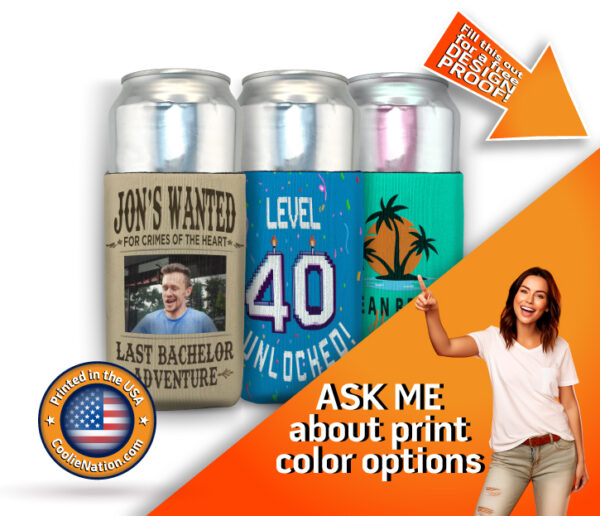 three Neoprene tall can beer cozy, perfect for 24oz cans