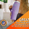 custom lilac 40oz tumbler with handle, girl enjoying a drink