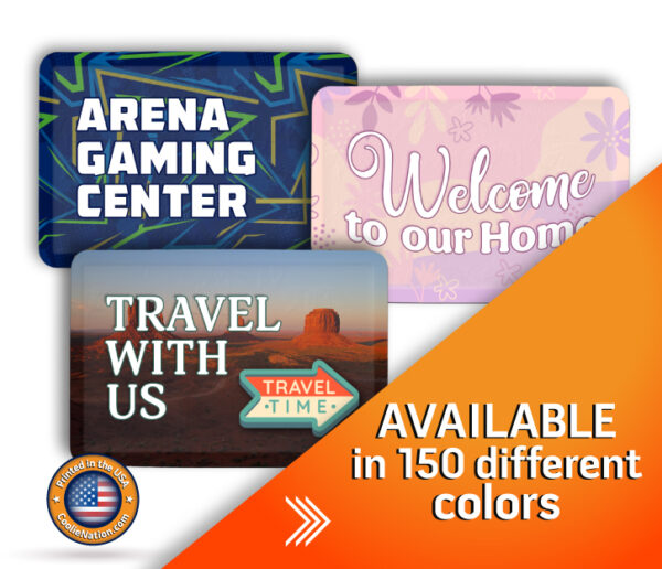 Custom anti-fatigue mats with business logo design in various colors