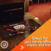 Custom diamond surface anti-fatigue mats placed behind a casino bar for staff comfort