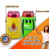 Hard foam can koozies with unique multi-ink graphics, highlighting camp and bachelorette themes.
