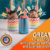 Custom metallic neoprene can koozie with vibrant birthday graphics and a party motif