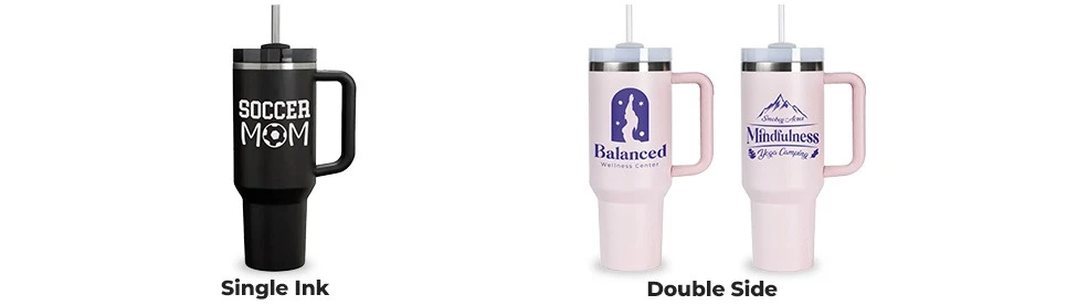 Custom 40oz Stainless Steel Vacuum Tumbler with Handle – Single Ink & Double-Side Print