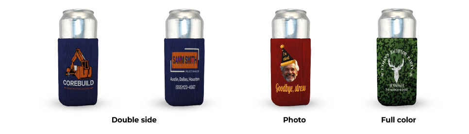 Personalized Collapsible 24 oz Neoprene Tall Can Koozie - Full-Color, Photo, Double-Sided Print for Events