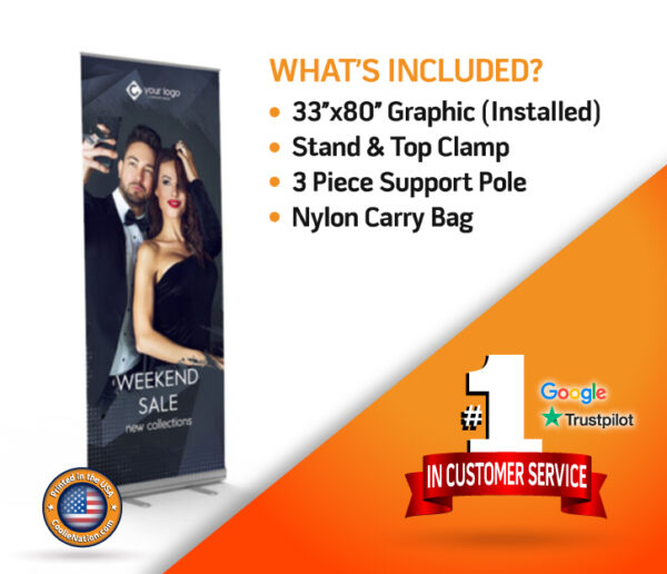 Custom-designed retractable banner for conference booth display