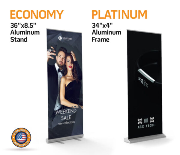 Retractable banner with custom design for a business event