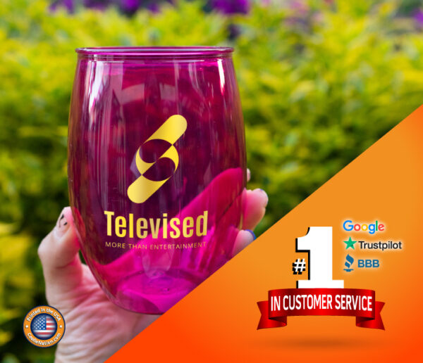 custom stemless wine glass with a high-quality business design