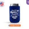 Blue custom glitter koozie for girls trip personalized with white print design, perfect for beach parties and group events