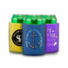 Custom hard foam can koozies with colorful multi-ink graphics and patterns
