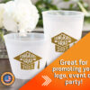 Customized stadium cups with a graduation design, perfect for celebrating graduates